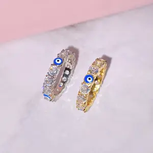 FOXI 2024 Latest Design Women Fashion Jewelry Adjustable Rainbow Turkish Eyes Ring Micro Pave Evil Eyes CZ Ring