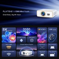 Projecteur LED Flixtone E900 Mini Youth 2K 4K 8K, 2000 lumens ANSI, Full HD 1080P, 2G 32GB, home cinéma portable, projecteur intelligent LCD