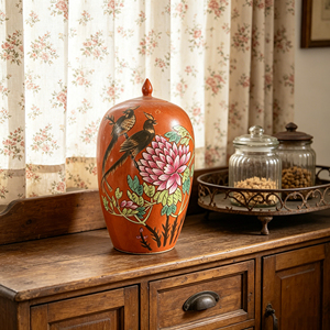 Vase en porcelaine chinoise ancienne peinte à la main, motif fleurs et oiseaux, <span class=keywords><strong>pie</strong></span>, style rétro, ornement décoratif pour la maison - Product Image 3