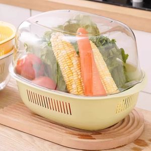 Panier égouttoir double couche avec récipient pour le lavage des légumes et le stockage des fruits, utilisation en cuisine, matériau PET, lot de 2 pièces - Product Image 2