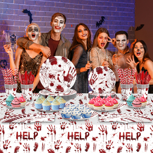 Offre Spéciale : Assiettes et Serviettes en Papier Horrifiantes et Sanglantes <span class=keywords><strong>pour</strong></span> Fête d'Halloween Thème Horreur - Product Image 5