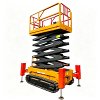 Table élévatrice à ciseaux électrique autopropulsée avec roues à roulettes verrouillables pour utilisation temporaire sur chantier