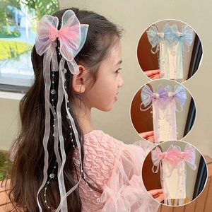 YANE nouveaux accessoires pour cheveux sur les pinces à cheveux fée coréenne pour les filles et l'arc en tulle et la <span class=keywords><strong>pince</strong></span> à cheveux sirène pour les enfants - Product Image 3