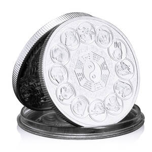 عملات تذكارية للحظ على شكل التاي تشي مطلية بالذهب والفضة، هدايا وتذكارات على شكل التنين الصيني من الأبراج الاثني عشر - Product Image 5