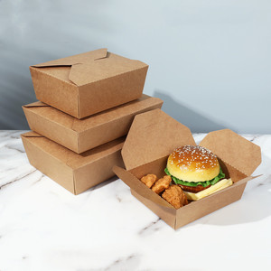 Food Packaging Custom Disposable Salad Paper Food Grade Kraft Paper Box Craft Salad Packaging Box