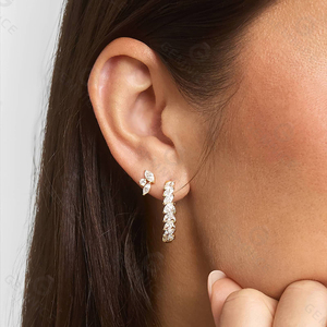 Ensemble de bijoux Gemnel Marquise Cut White CZ Tennis en argent 925, collier et boucles d'oreilles pour mariage, pour femmes, bijoux fins pour soirée - Product Image 4