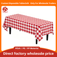 Nappe rectangulaire jetable en PEVA à carreaux vichy personnalisée, imperméable et anti-déversement, commande en gros pour fêtes en plein air, mariages et banquets