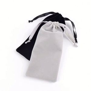 Wholesale Eco-Friendly <b>Folding</b> Velvet Drawstring <b>Bags</b> Custom Logo Solid Color Phone/Charger Storage <b>Bag</b> Long Drawstring - Product Image 3