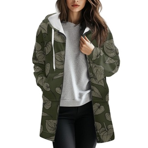 <span class=keywords><strong>Felpa</strong></span> con cappuccio a mezza lunghezza con stampa a cerniera su richiesta da donna con motivo a fiore di Anthurium esclusivo - Product Image 3