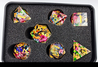 7 pièces de dés de fleurs en résine ensemble Donjons & Dragons RPG Jeu de société jeu de rôle Dés D20 D12 D10 D8 D6 D4 Sharp Edge Dice