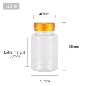 Bouteilles en plastique PET transparentes de 120ml Conteneurs de pilules Bouteille de capsule Bouchon à vis de qualité alimentaire - Product Image 2