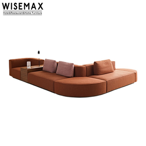 WISEMAX FURNITURE Canapé d'angle moderne pour hall d'hôtel, ensemble de 7 places en tissu velours marron, canapé en forme de S pour salon - Product Image 6