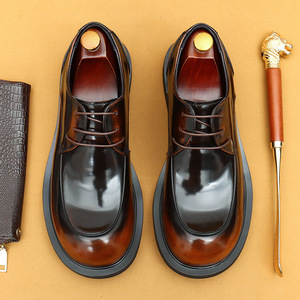 Nouvelles Chaussures en Cuir Polyvalentes Décontractées et Habillées de Haute Qualité pour Hommes aux Pieds Larges, Style Britannique, en Cuir de Vachette Pleine Fleur Brillant 2026 - Product Image 1