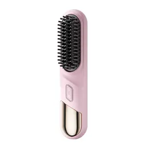 2024 Portable Cordless Hair Straightener Brush USB Rechargeable Hot Comb 2 in 1 Negative Ion Wireless Hair Straight Comb