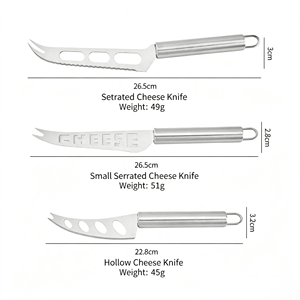 Coltello per Formaggio in Acciaio Inossidabile <span class=keywords><strong>con</strong></span> Manico Traforato a Forma di Lettera 'CHEESE' e Punta Seghettata, Utensile da Cucina - Product Image 2
