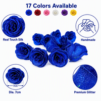 Poudre d'or scintillante, rose bleu enchanté, cristal, fleurs artificielles rouges faites à la main, décoration de la maison pour la Saint-Valentin, mariage, cadeau