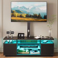 Soporte para TV con Estación de Carga y Luces LED RGB |   Mueble para TV de 75 Pulgadas para Dormitorio, Minimalista, Fácil de Montar