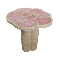 Table d'appoint moderne de luxe en onyx rond trempé Table basse nordique minimaliste Camellia pour salon Meubles de maison