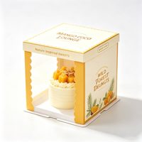 Boîte à gâteau en carton mat recyclable sur mesure avec fenêtre transparente et poignée, conception auto-érectible pour cadeaux
