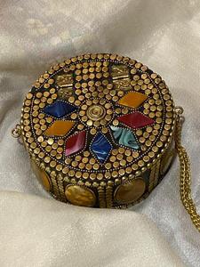 Embellished Classic Clutch Handmade Brass Metal Purse Clutch Evening Bag - Product Image 3