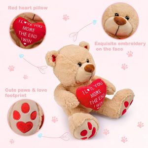 Regalo di San Valentino per Bambini 0-24 Mesi, Orsacchiotto di Peluche Corto da 25 cm - Simpatico Animale di Peluche Divertente per Lui e Lei - Product Image 6