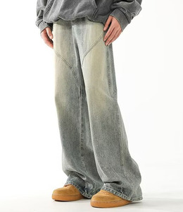 Factory High Quality Bulk <strong>Bootcut</strong> Pants Brand Wholesale Design Custom Flare Skinny Stonewashed Jeans Trendy <strong>Men's</strong> <strong>Trousers</strong> - Product Image 2