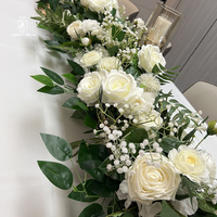Chemin de table personnalisé en fleurs artificielles, décoration de mariage, chemin de table vert de luxe pour salle à manger, chemin de table fleuri