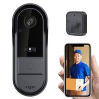 Sonnette WiFi avec interphone bidirectionnel, objectif grand angle, étanche IP65, réception à distance via application mobile