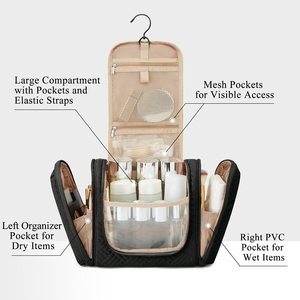 OEM <b>Women</b> Hanging Toiletry Bag Travel Makeup Bag for <b>Shampoo</b> Accessories Dry Wet Separation Cosmetic Bags - Product Image 2