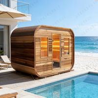 Ruang Sauna Kubus Luar Ruangan Triunity Red Cedar Inframerah Jauh yang Besar dan Kompak dengan Pemanas Listrik 9KW untuk Relaksasi Uap Kering