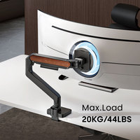 Bras de support de moniteur ultra-large LDT81N-C012 17-49 pouces 20 kg, support de bureau réglable à ressort à gaz unique pour moniteur d'ordinateur