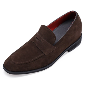 Zapatos con elevador para hombre Zapatos con elevador Mocasín Penny de cuero de ante marrón <span class=keywords><strong>6</strong></span> CM/2,36 pulgadas más alto - Product Image 1