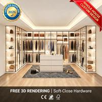 Système de dressing ouvert moderne sur mesure, armoire en verre à cadre fin noir avec éclairage LED, armoire modulaire pour chambre principale