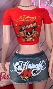 C1909 consegna rapida estate all'ingrosso moda Designer stampato donna gonna in Denim 2 pezzi Set - Product Image 5