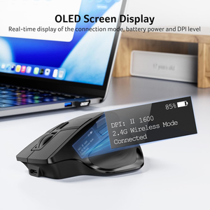 เมาส์ไร้สาย JOMAA แบบ Ergonomic ชาร์จได้ทั้งแบบ USB และบลูทูธ พร้อมหน้าจอแสดงผลแบบ OLD ปุ่มตั้งโปรแกรมได้ สำหรับ Mac PC และเดสก์ท็อป - Product Image 6