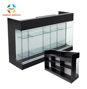 Wholesale Retail Store Cashier Counter Wooden Glass Checkout Display Case