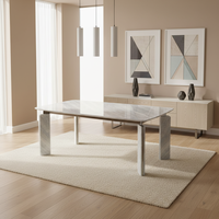 Table à manger moderne de haute qualité en acier inoxydable et marbre naturel pour 6 personnes, meubles de salle à manger, fabrication OEM