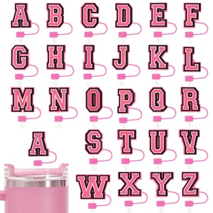 En gros, bouchon anti-poussière amovible en silicone souple rose de 10 mm pour pailles, design lettres, écologique, pour DIY, accessoires de bar et de fête - Product Image 5