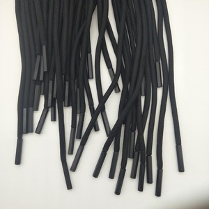 Round Shoelaces Black Textile With <b>Plastic</b> Cap For Shoes <b>Pants</b> Coats Bags Multiple Sizes - Product Image 1