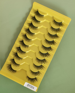 Màu Đen bông ban nhạc <span class=keywords><strong>3D</strong></span> tự nhiên Fluffy <span class=keywords><strong>Eye</strong></span> Lash <span class=keywords><strong>False</strong></span> nửa lông mi wispy Faux Mink Strip lông mi - Product Image 5