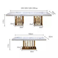 Ensemble de table à manger Runwood de style nordique moderne et luxueux avec base en acier inoxydable et plateau en marbre