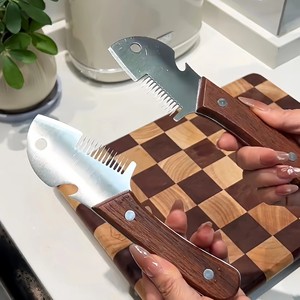 มีดสแตนเลสอเนกประสงค์พร้อมด้ามไม้เคลือบผิวขัดเงาสำหรับหั่นกระเทียมขิงต้นหอมเครื่องมือทำครัว - Product Image 4