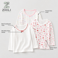 T-shirt Enfant Moulant à Manches Longues pour l'Automne, Vêtement d'Intérieur Imprimé Tendance Saisonnier en Coton Pur Élastique – En Stock