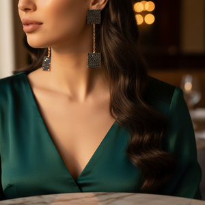 Carré Forme Géométrique Longues Balancent Fait Main 925 Argent Turc En Gros Pour Dames Boucle D'oreille - Product Image 3