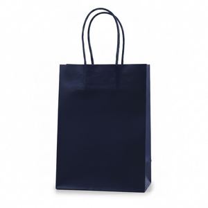 LH Wholesale Reusable <b>Biodegradable</b> Eco-Friendly Navy Blue Kraft Paper Bags with Cotton Rope Handles for Clothing <b>Packaging</b> - Product Image 1