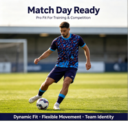Usine OEM ODM, maillot de football personnalisé pour hommes, bleu et rouge, imprimé abstrait, manches courtes, pour équipe de football