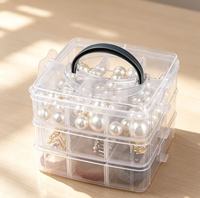 Boîte de rangement transparente à 3 couches et 18 compartiments, avec séparateurs amovibles et ajustables, étui portable pour perles, bijoux, artisanat, quincaillerie et petits objets divers