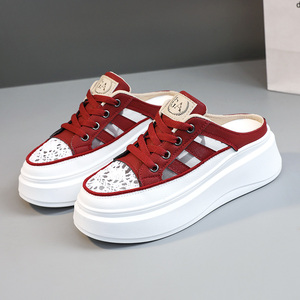 2026 New Mesh Women's Loafers <b>Half</b> Slippers Summer Trendy Breathable Thick PVC Outsole Elevated Versatile Sports Shoes - Product Image 3