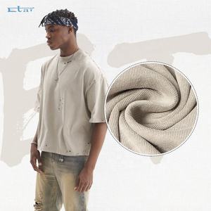 Haute qualité 100% coton Vintage lavage lourd surdimensionné T-shirt impression personnalisée Logo Slim Fit tricoté tissu pour hommes - Product Image 5