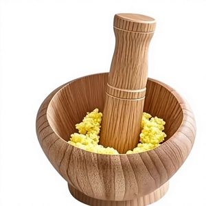 Z ENTERPRISES Handcrafted Solid Wood Mortar Pestle Set-Eco-Friendly Durable Spice Herb Grinder Garlic Masala Crusher Dishwasher - Product Image 1